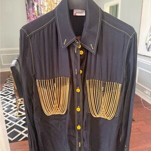 Burberry Black Shirt with Gold Detailing